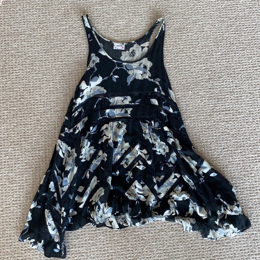 Free People Floral Lace Voile Trapeze Dress